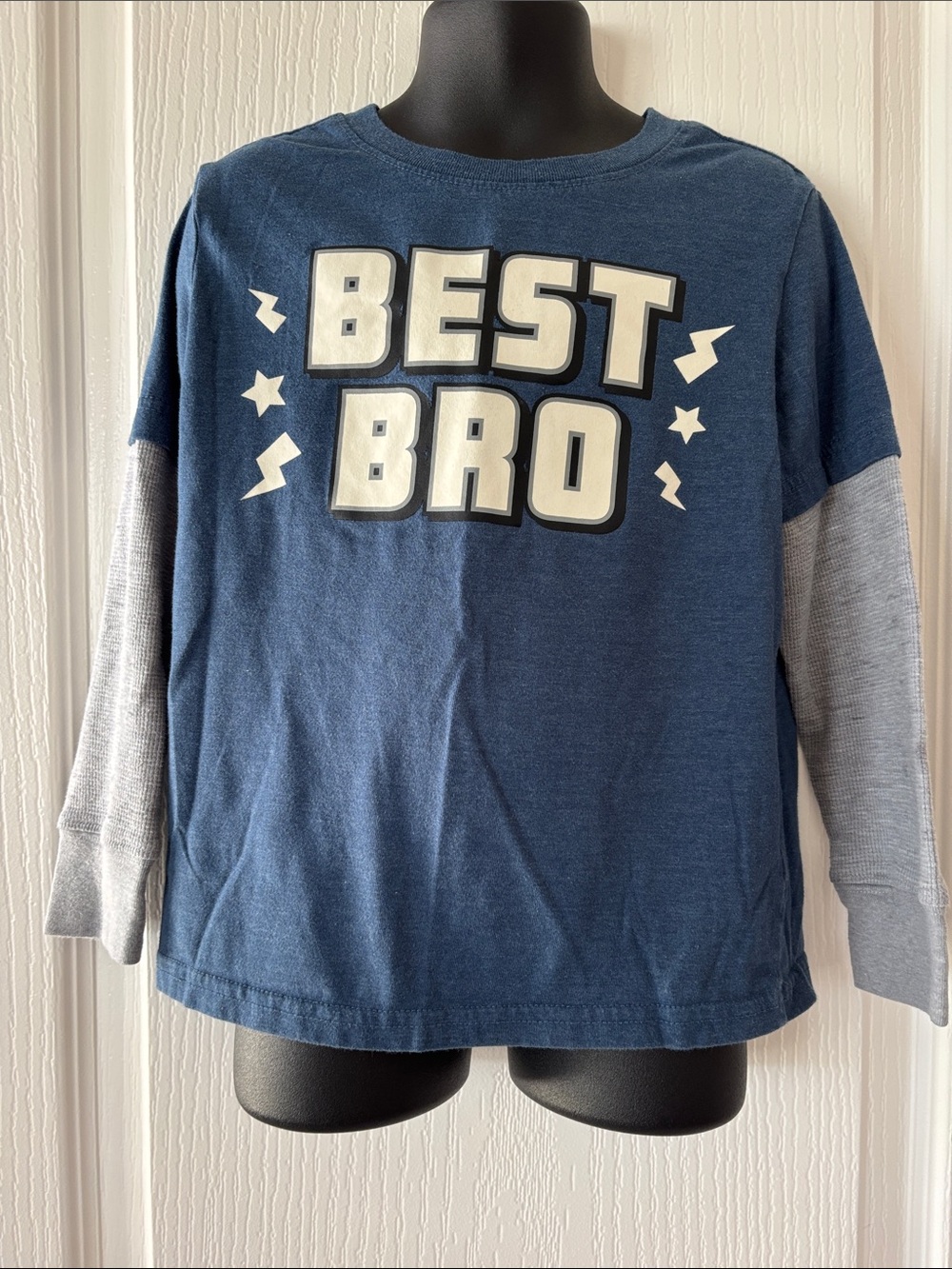 jumping beans "BEST BRO" Long Sleeve Tee - Blue & Gray